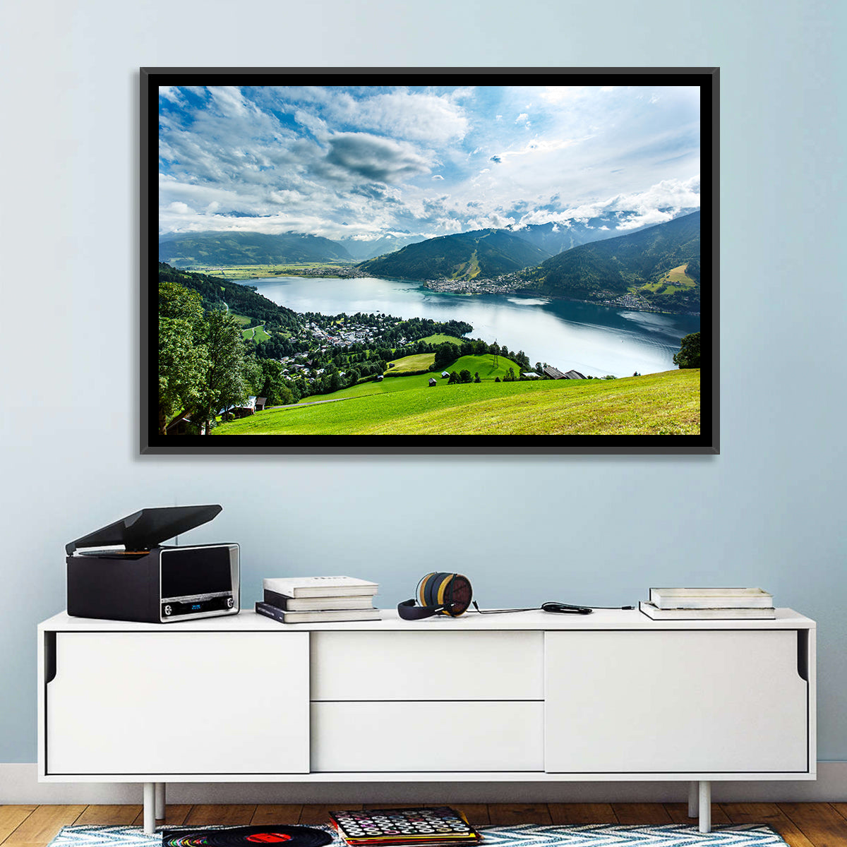 Zell Am See Panorama Wall Art in a room, landscape