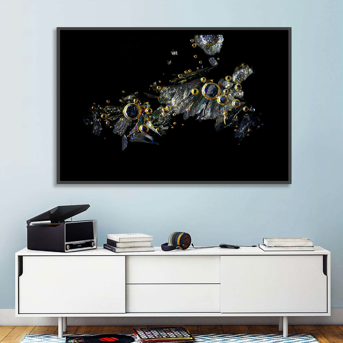 Microscopic Vitamin C Crystals Wall Art in a room, landscape