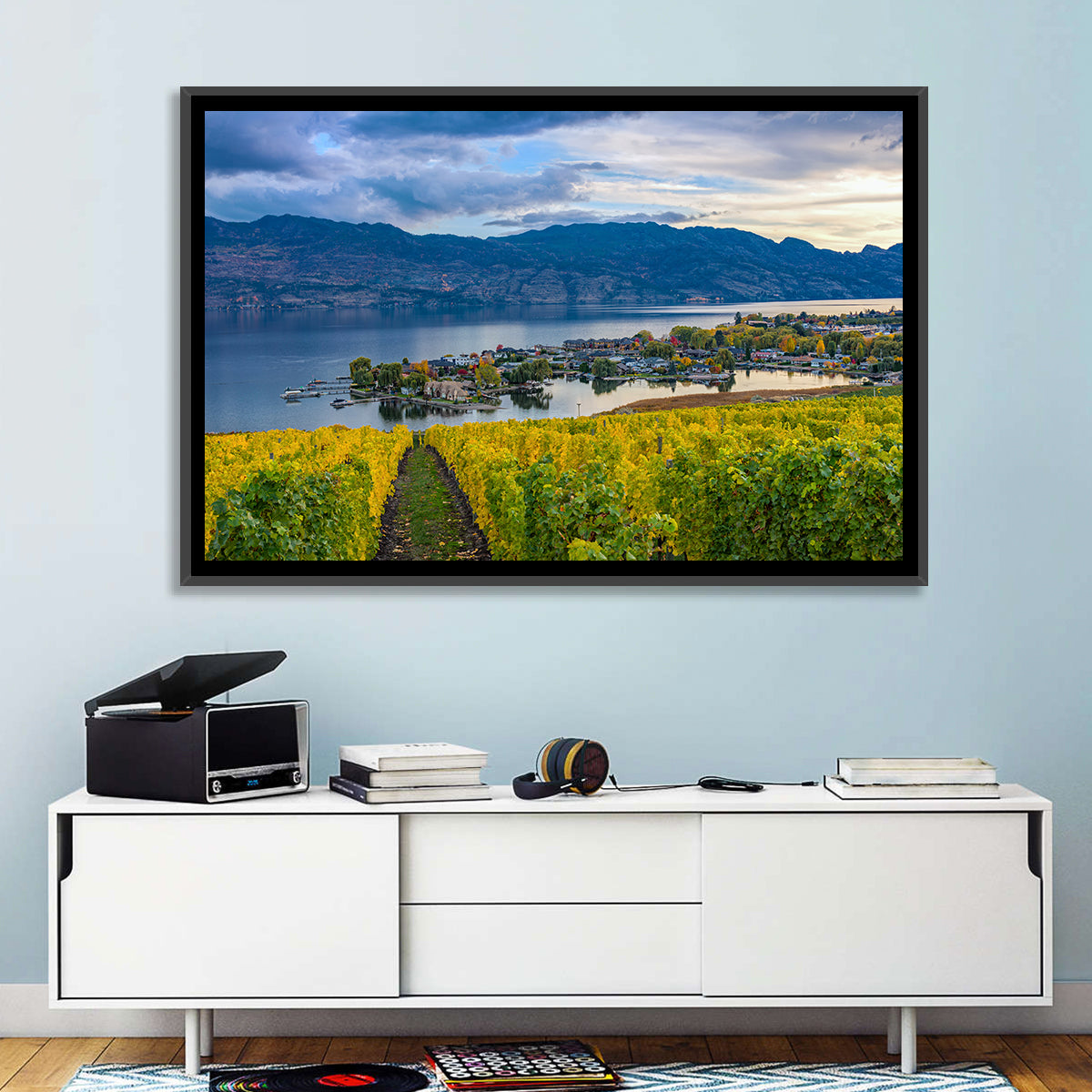Okanagan Lake Vineyard, Kelowna Wall Art in a room, landscape