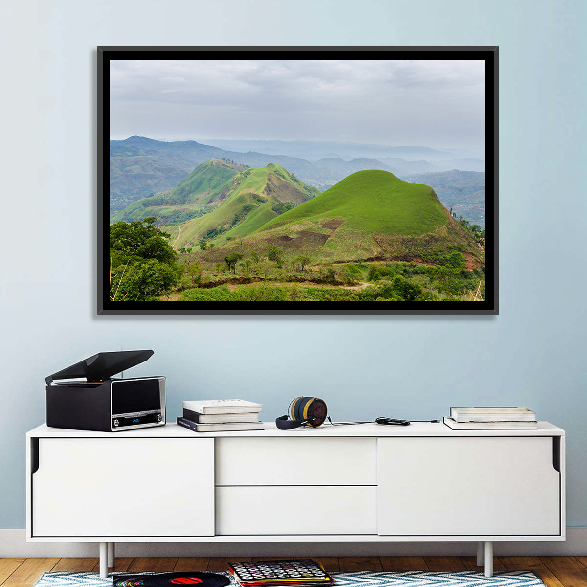 Rolling Summer Hills Wall Art in a room, landscape