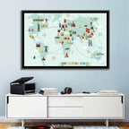 World Travel Map Illustration Wall Art