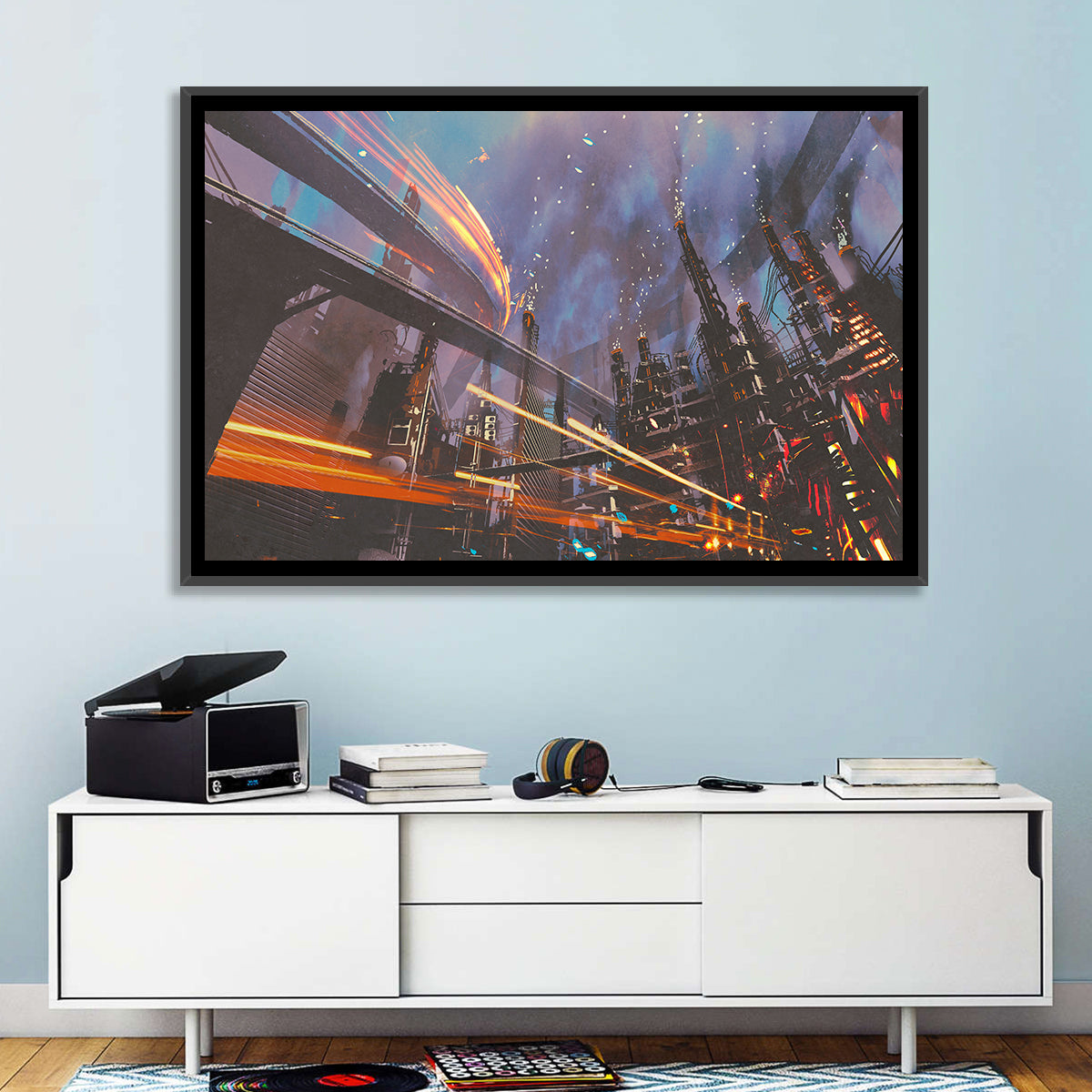 Futuristic Industrial Cityscape Wall Art