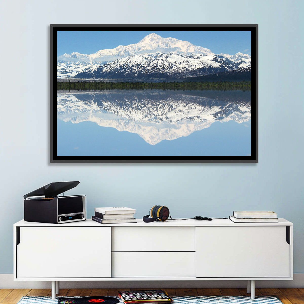 Denali Peak Reflection Wall Art in a room, landscape