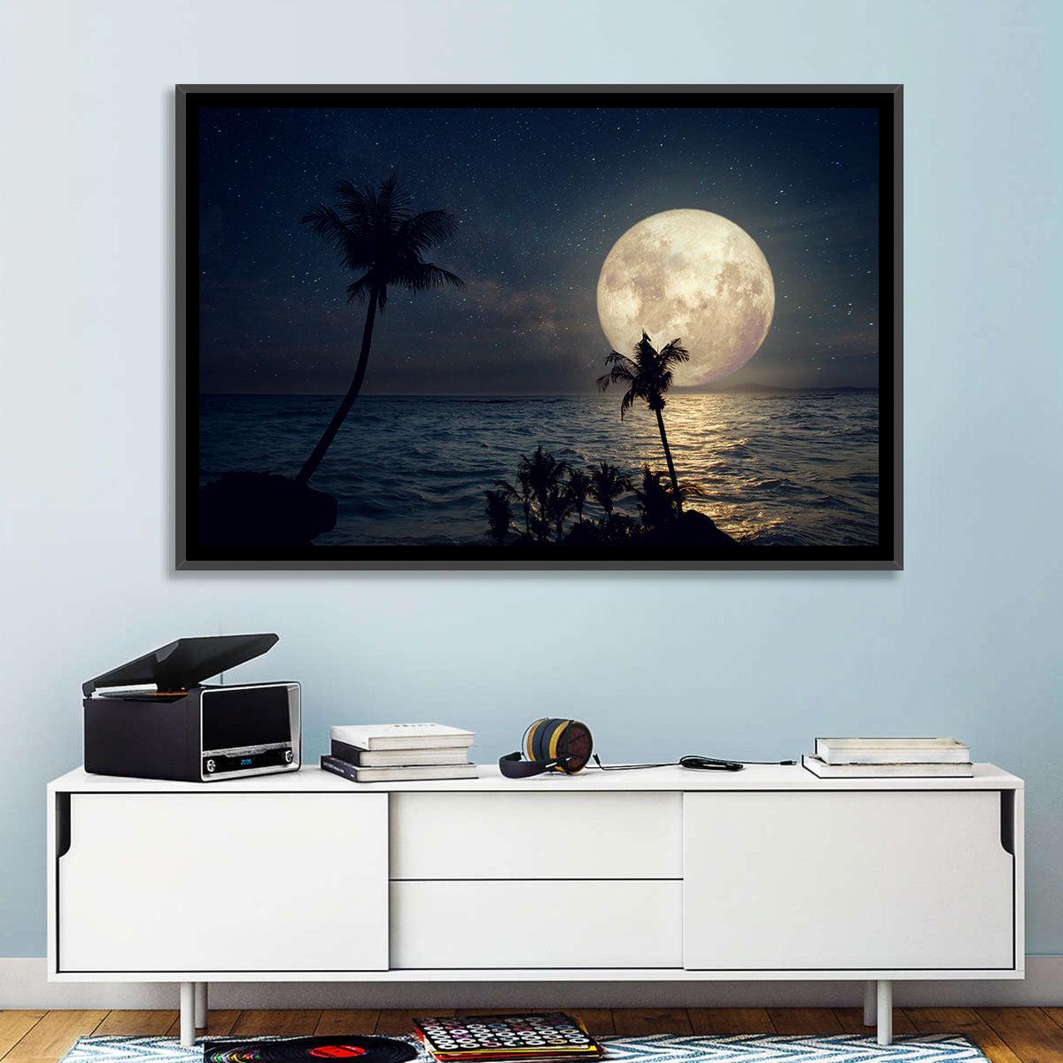 Supermoon Over Tropical Beach Wall Art