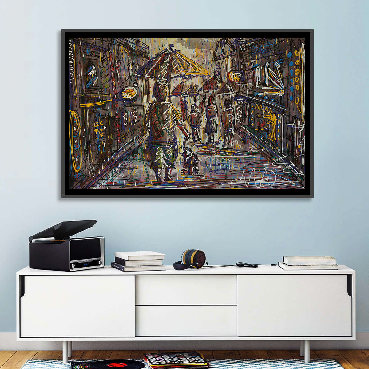 Rainy City Street Wall Art