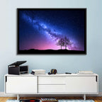 Milky Way Nebula Sky with Silhouetted Trees Wall Art