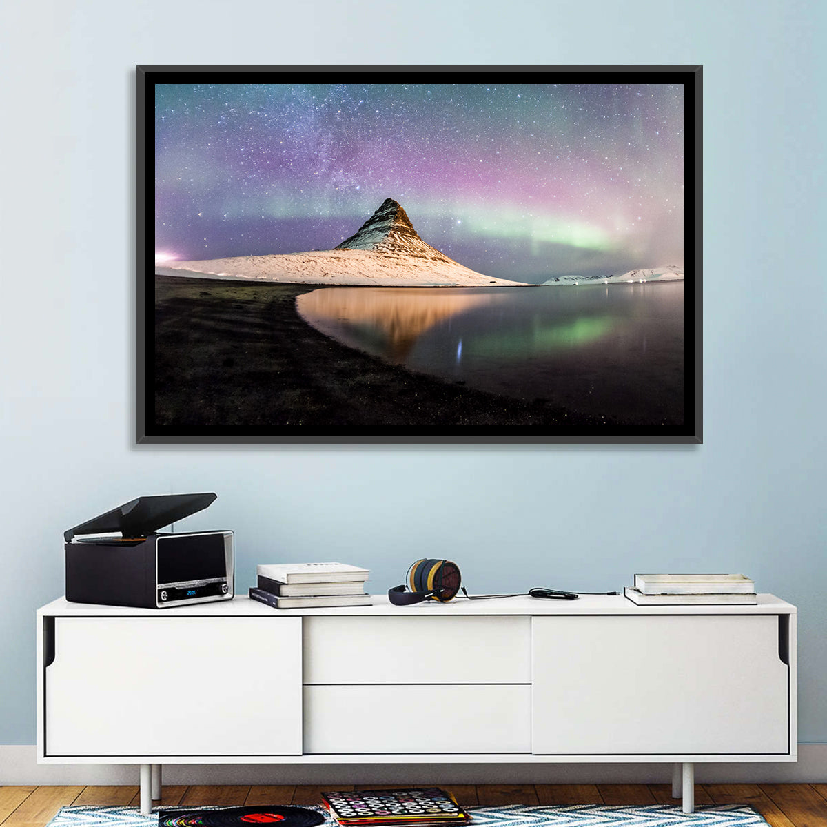 Kirkjufell Under the Milky Way Wall Art in a room, landscape
