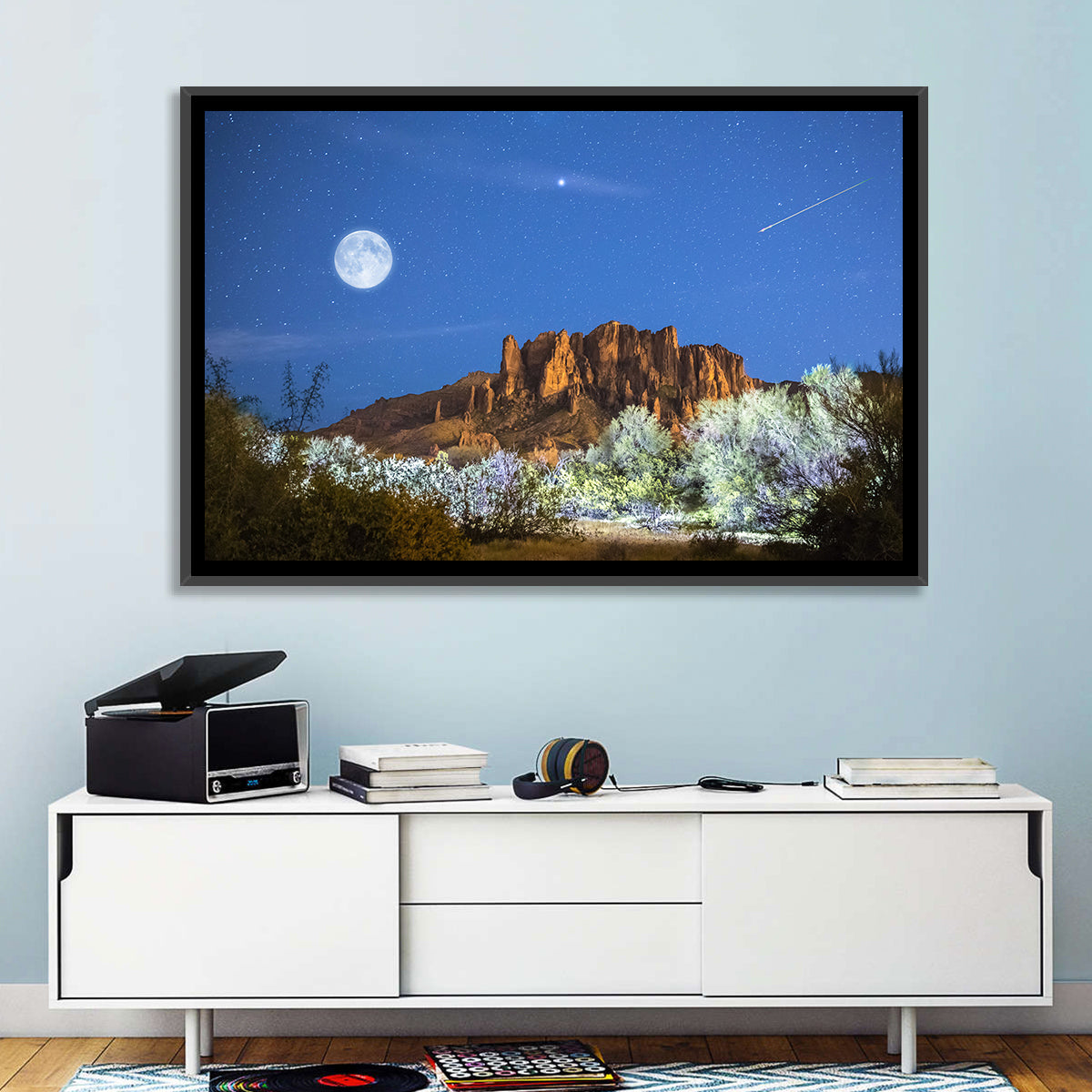 Moonlit Superstition Mountains Arizona Wall Art