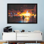 Futuristic Neon Cityscape Wall Art