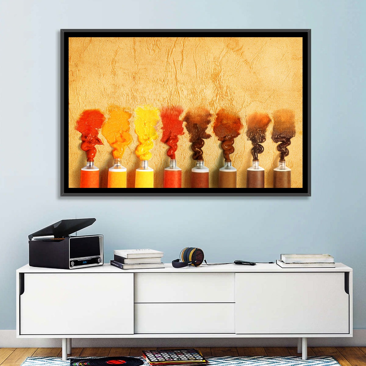 Impasto Paint Tubes Wall Art in a room, landscape