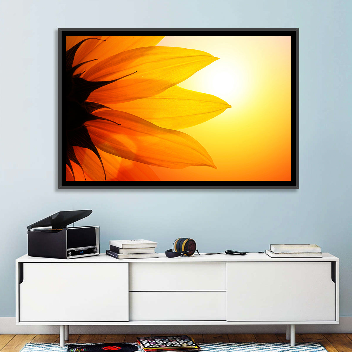 Backlit Sunflower Petals Wall Art