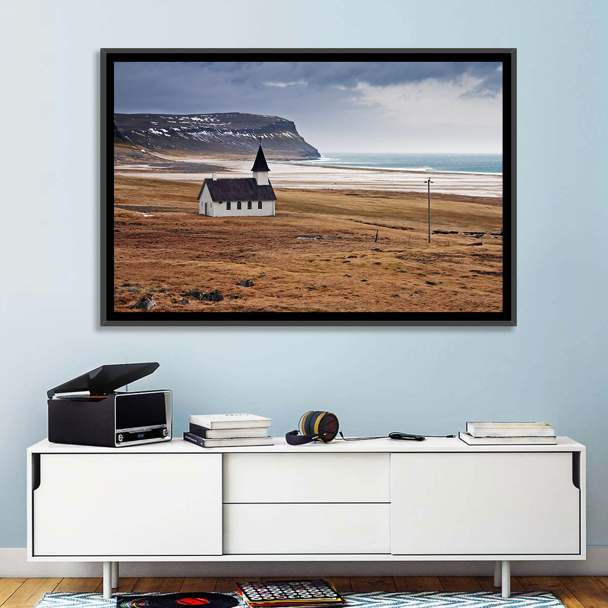 Icelandic Church with Dark Steeple Wall Art