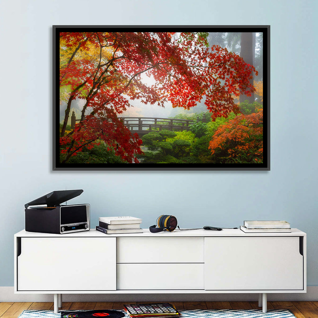 Portland Moon Bridge in Autumn Mist Wall Art