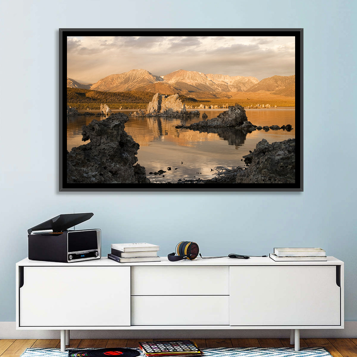 Mono Lake Tufa at Golden Hour Wall Art in a room, landscape