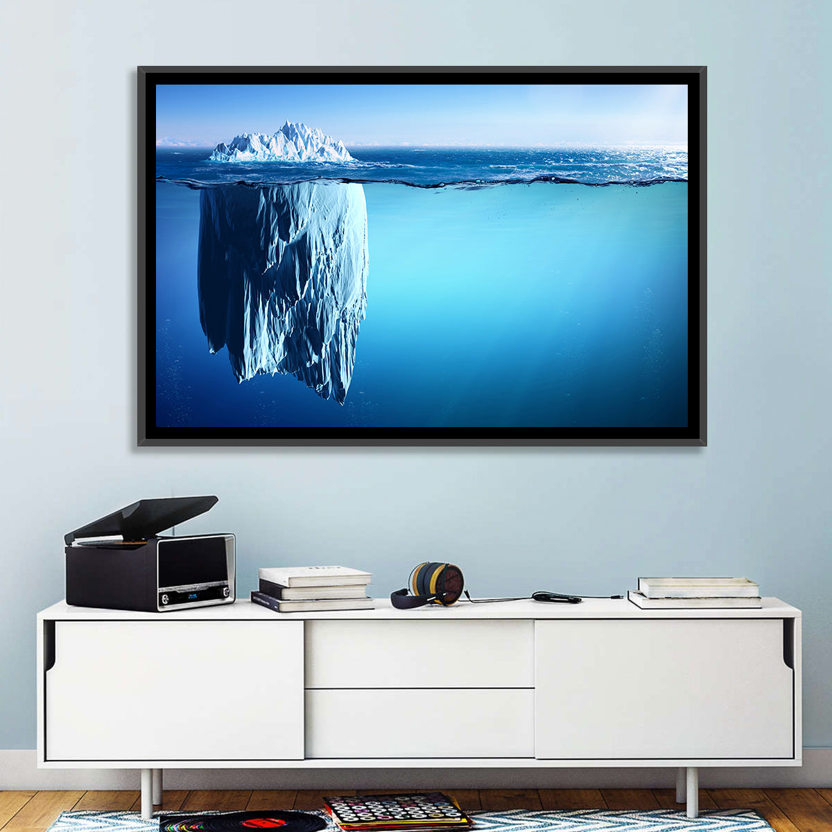 Floating Iceberg Wall Art in a room, landscape