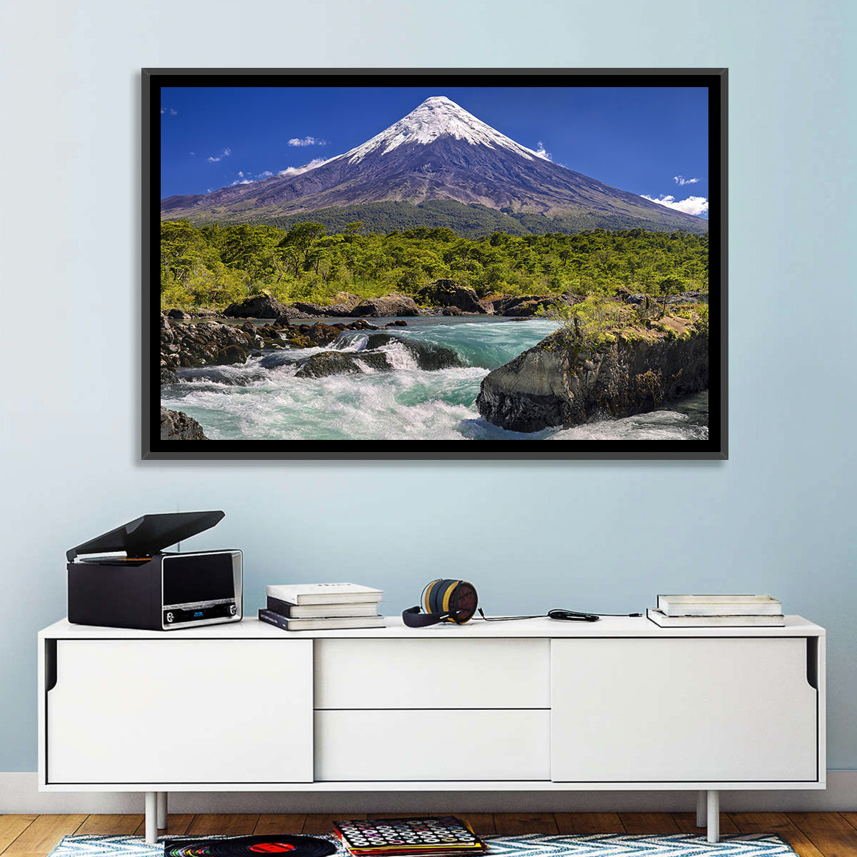 Osorno Volcano Over Petrohue Rapids Wall Art