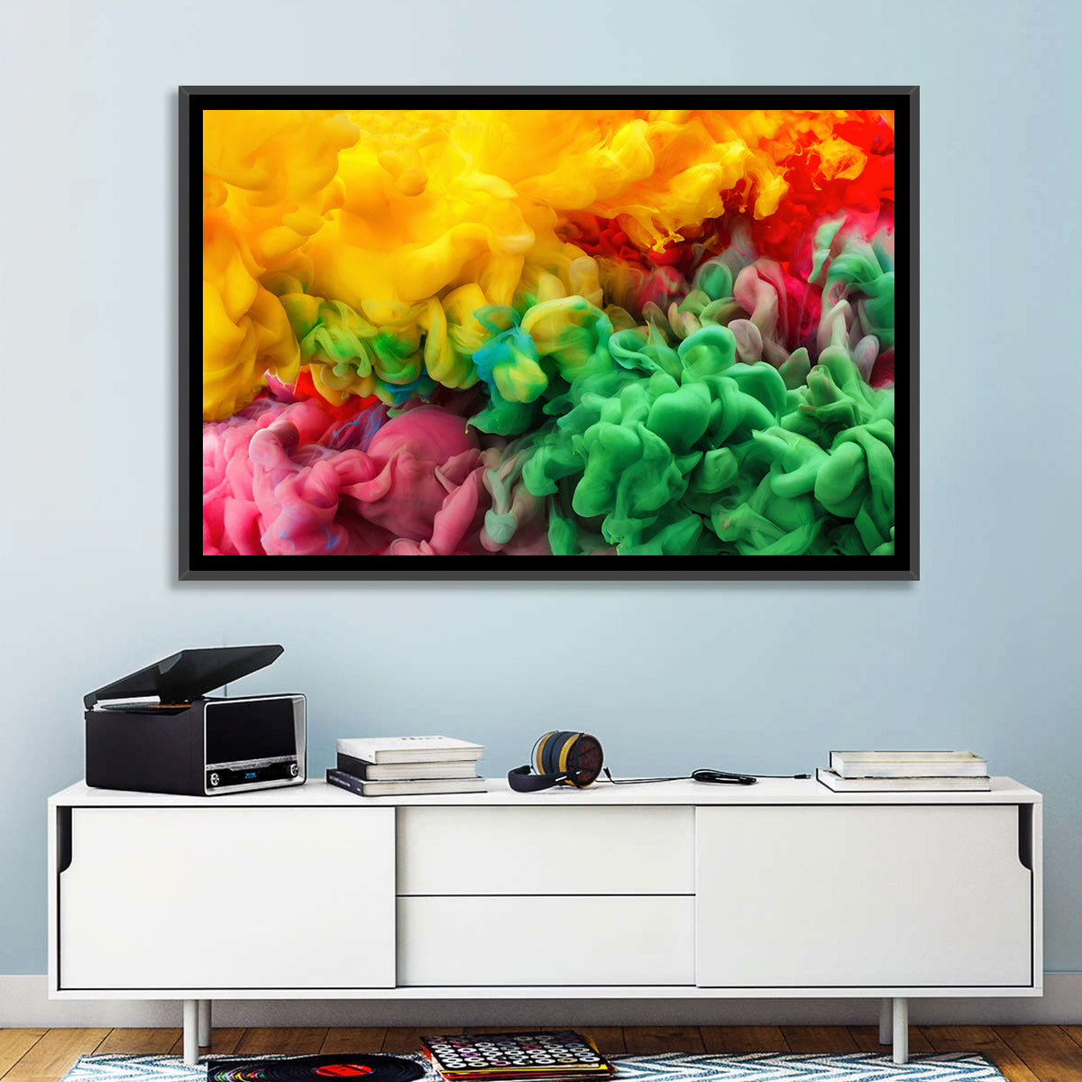 Vibrant Underwater Ink Cloud Abstract Wall Art