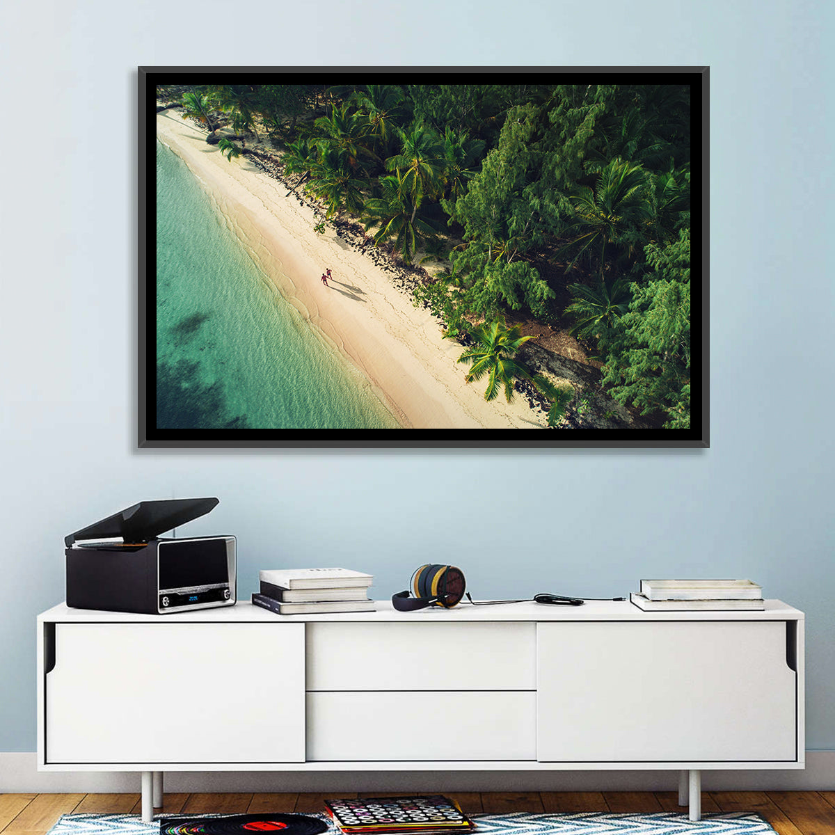 Dominica Beach Aerial, Late Afternoon Wall Art in a room, landscape
