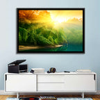 Golden Bamboo Riverbank Wall Art