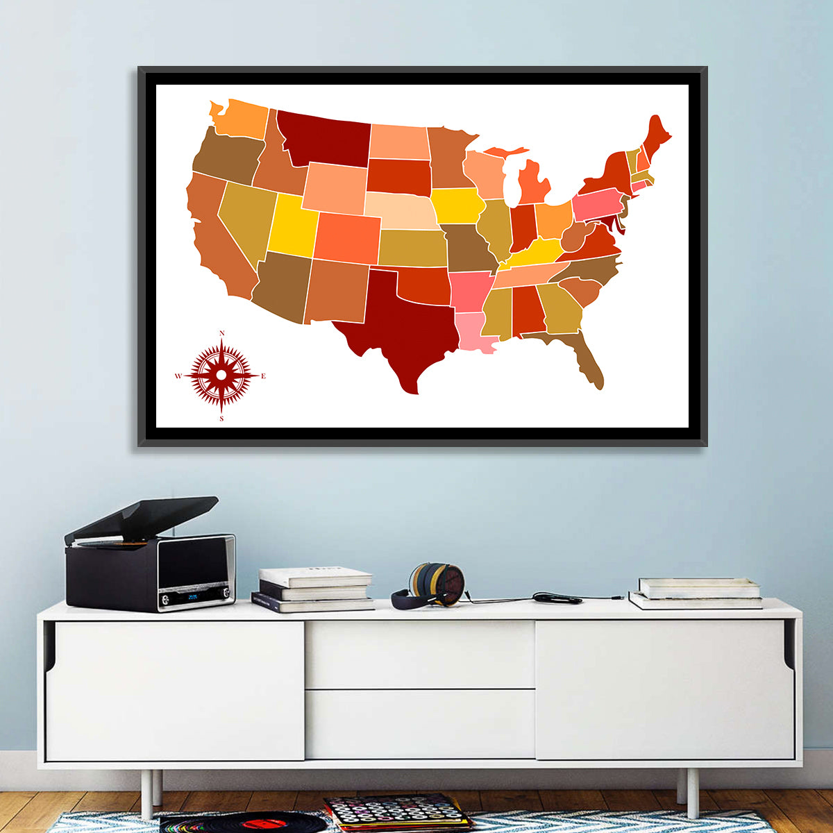 Stylized United States Map Wall Art