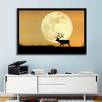 Bull Elk Silhouette Under Supermoon Wall Art