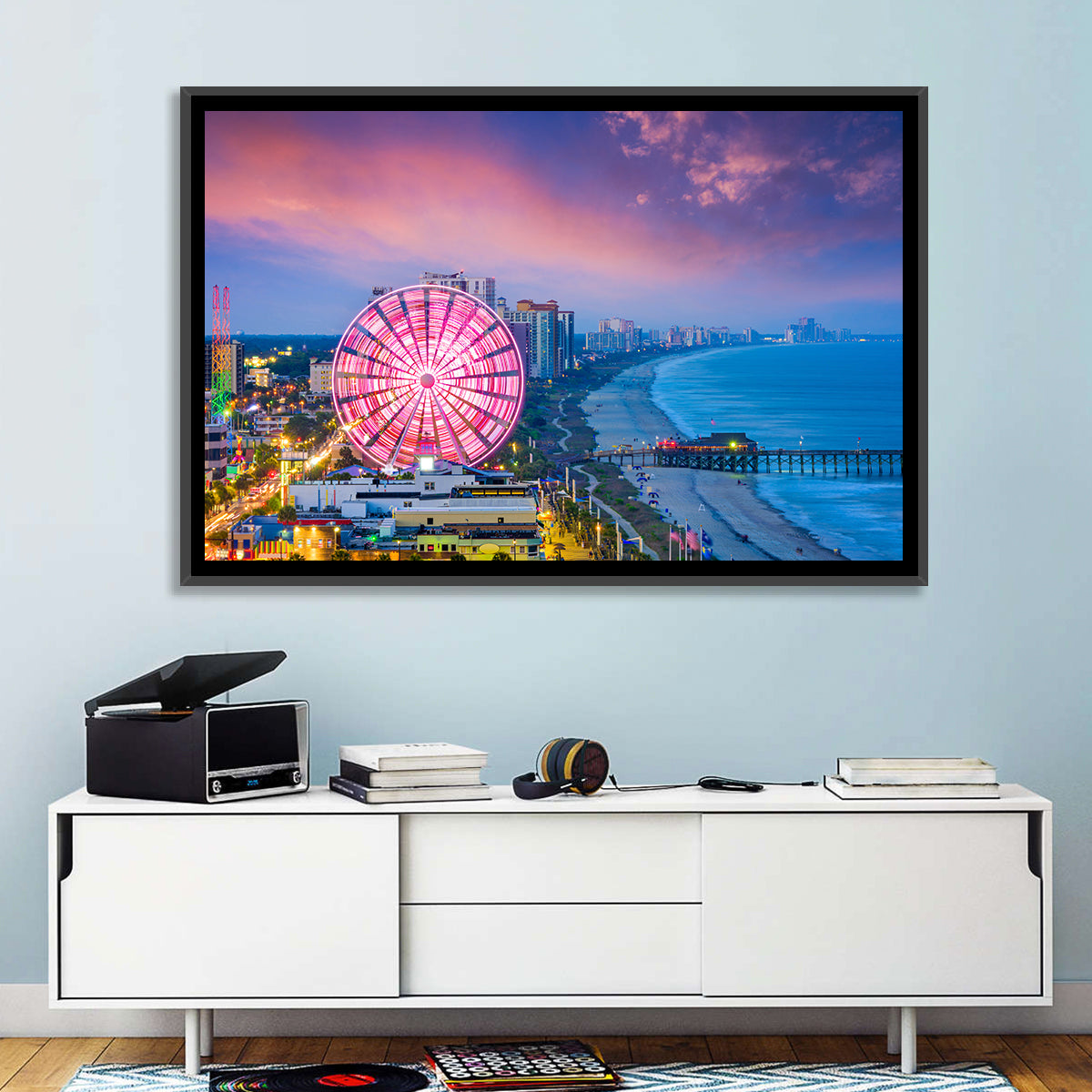 Myrtle Beach Skywheel at Twilight Wall Art in a room, landscape