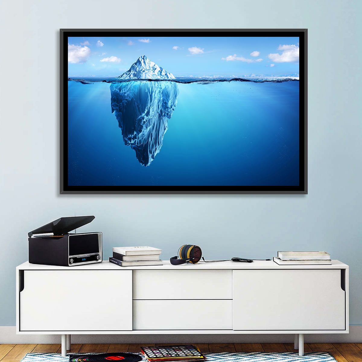 Split-level Iceberg Wall Art in a room, landscape