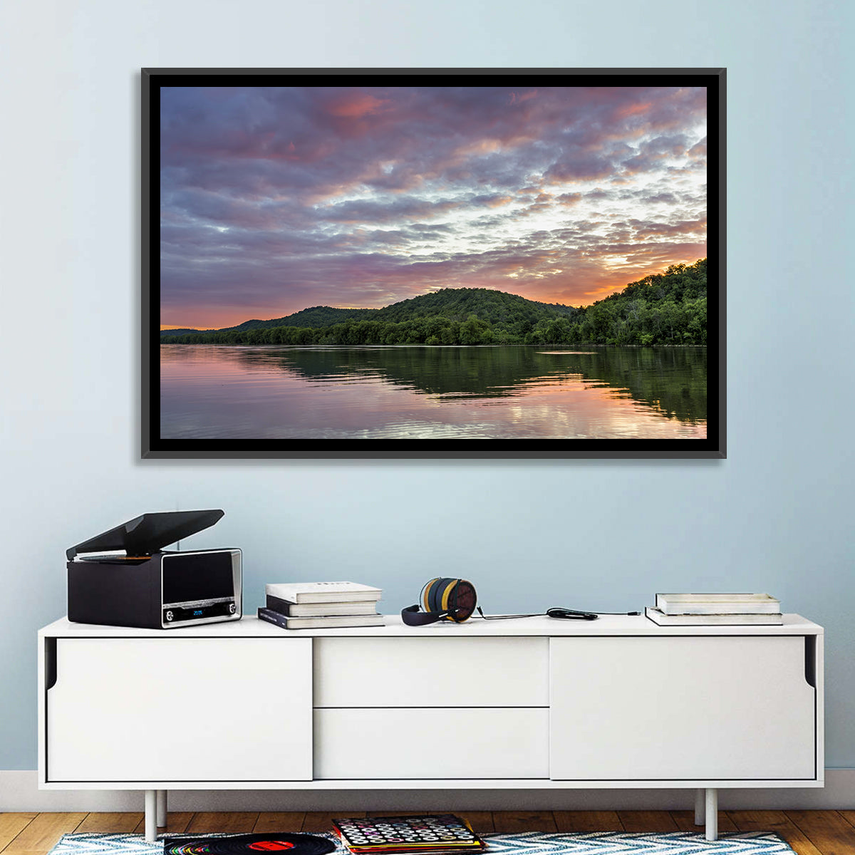 Ohio River Paden City at Dusk Wall Art in a room, landscape