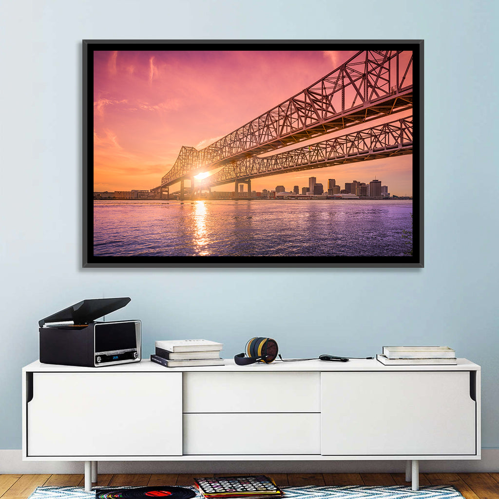 Crescent City Connection at Sunset Wall Art
