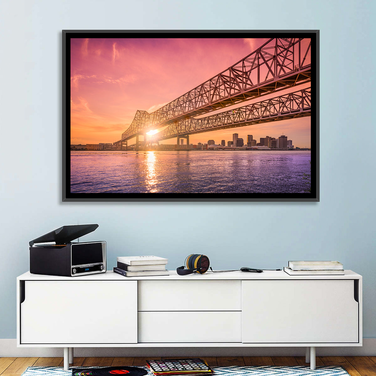 Crescent City Connection at Sunset Wall Art