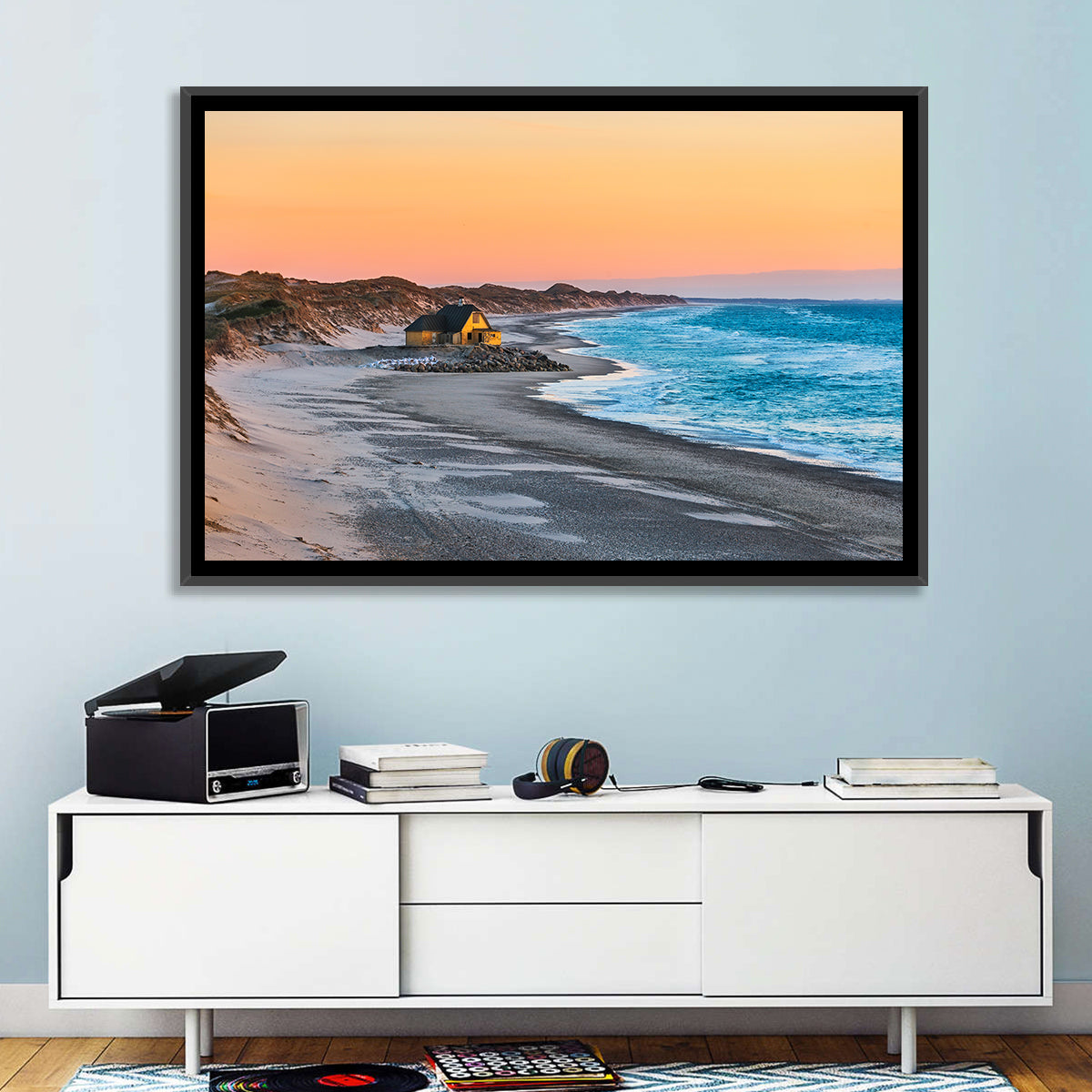 Gammel Skagen Beach House Wall Art in a room, landscape