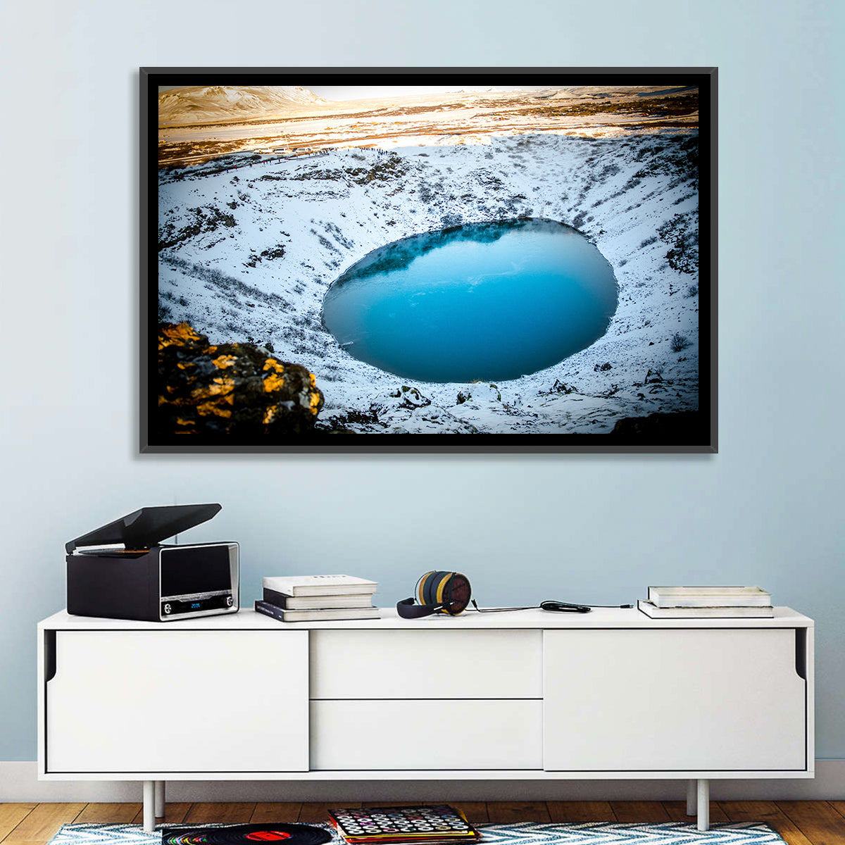 Kerid Crater Lake Wall Art in a room, landscape