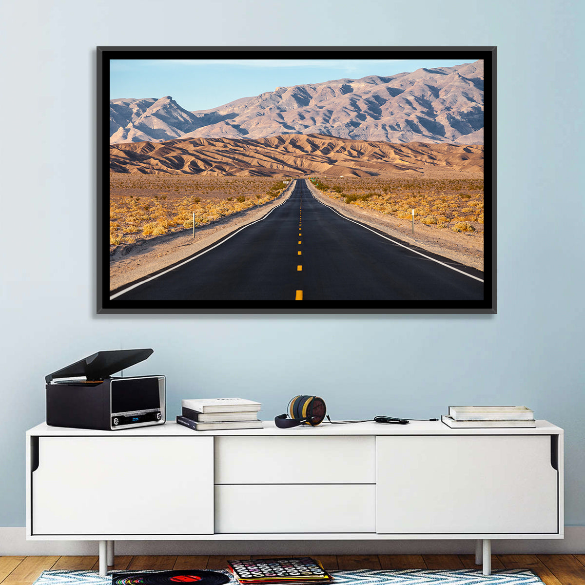 Death Valley Desert Road Wall Art in a room, landscape