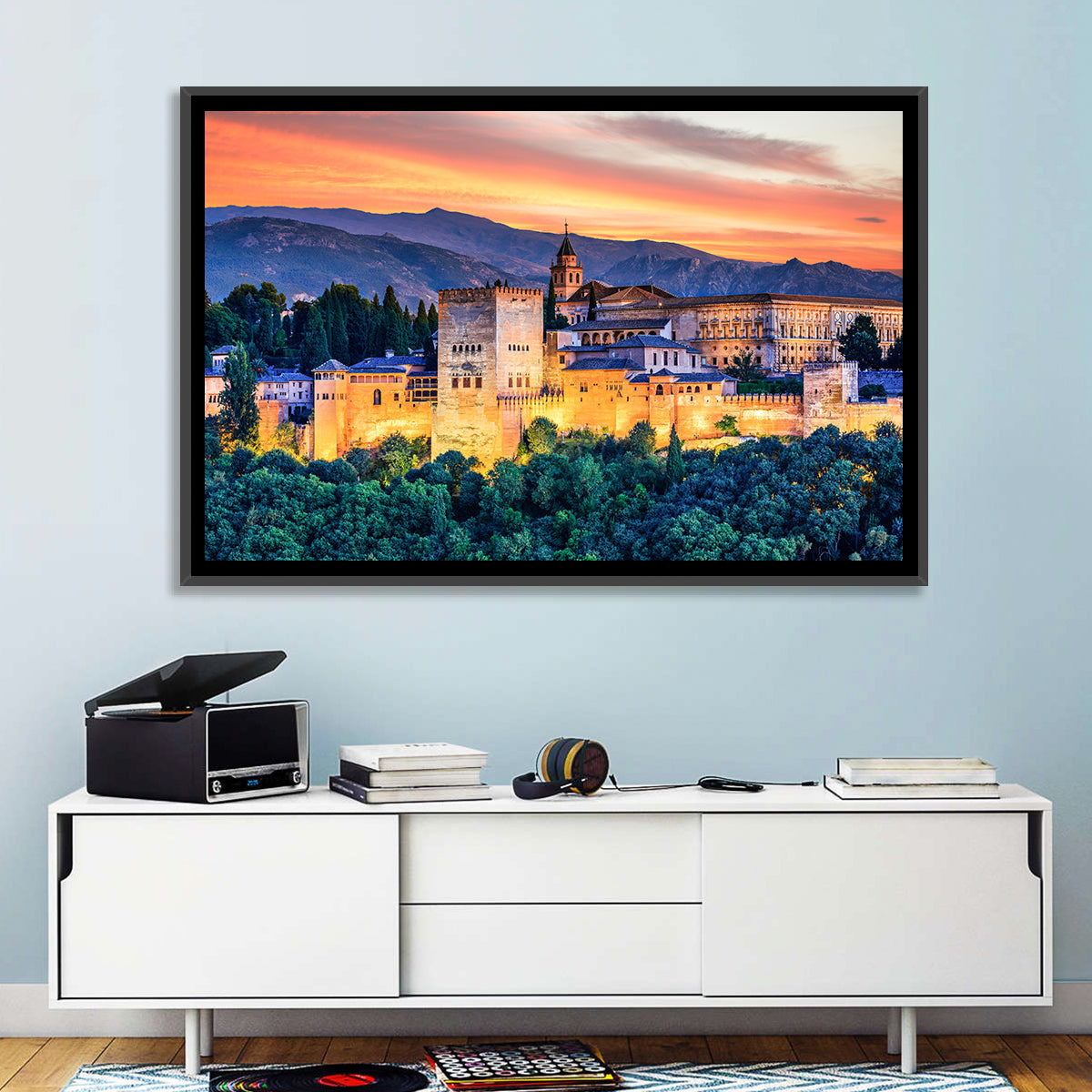 Alhambra Fortress at Golden Sunset Wall Art