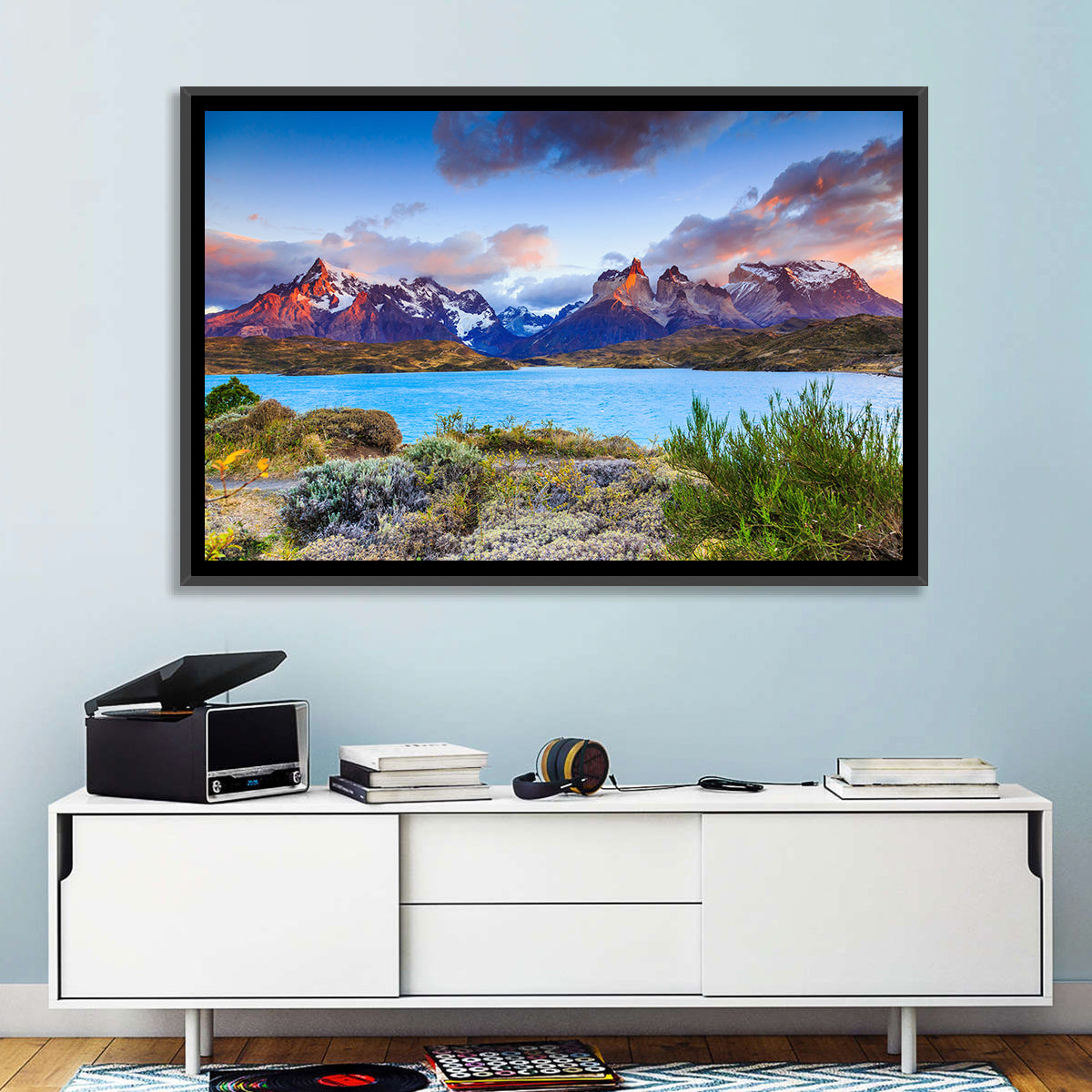 Lake Pehoe at Dawn Wall Art in a room, landscape