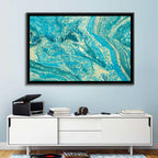 Teal Marble Swirls Abstract Wall Art