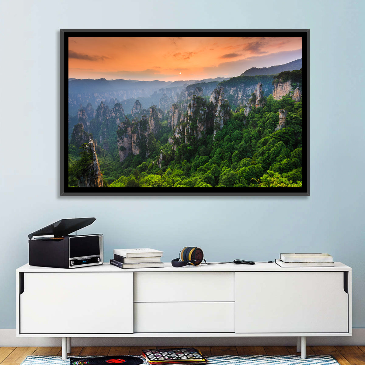Zhangjiajie Forest at Sunset Wall Art in a room, landscape