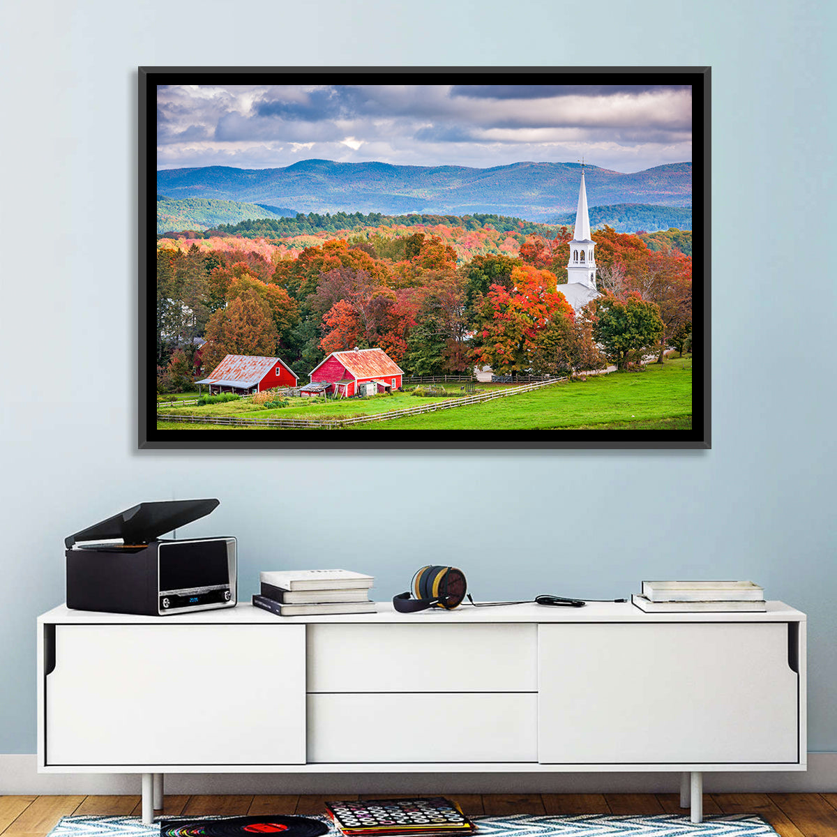 Peacham Autumn Pasture Wall Art in a room, landscape