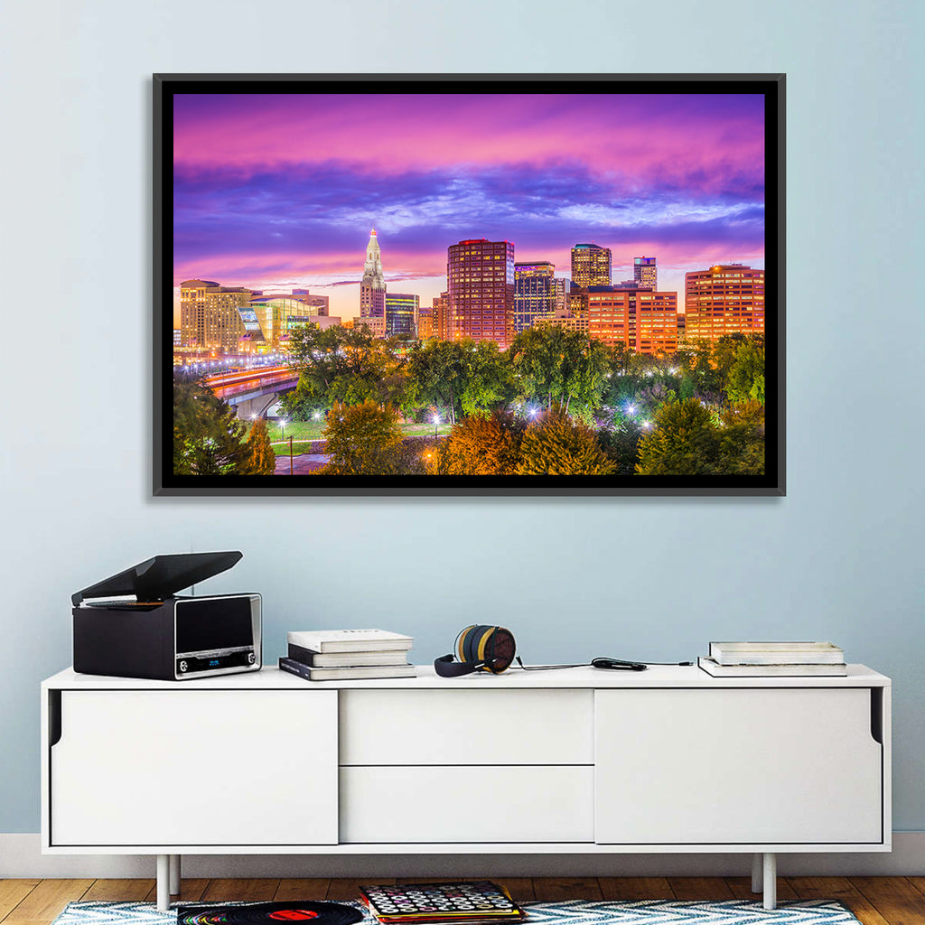 Hartford Skyline at Dusk Wall Art