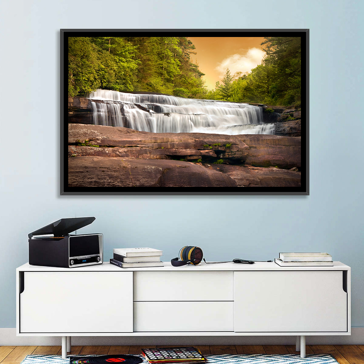 Blue Ridge Waterfall at Golden Hour Wall Art