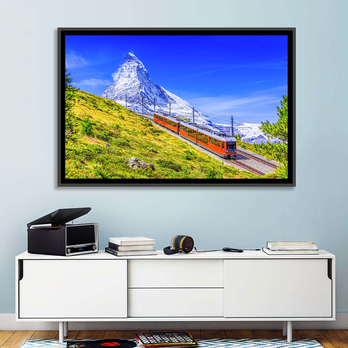 Gornergrat Train and Matterhorn Wall Art in a room, landscape