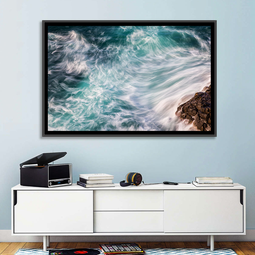 Silky Teal Ocean Waves Wall Art