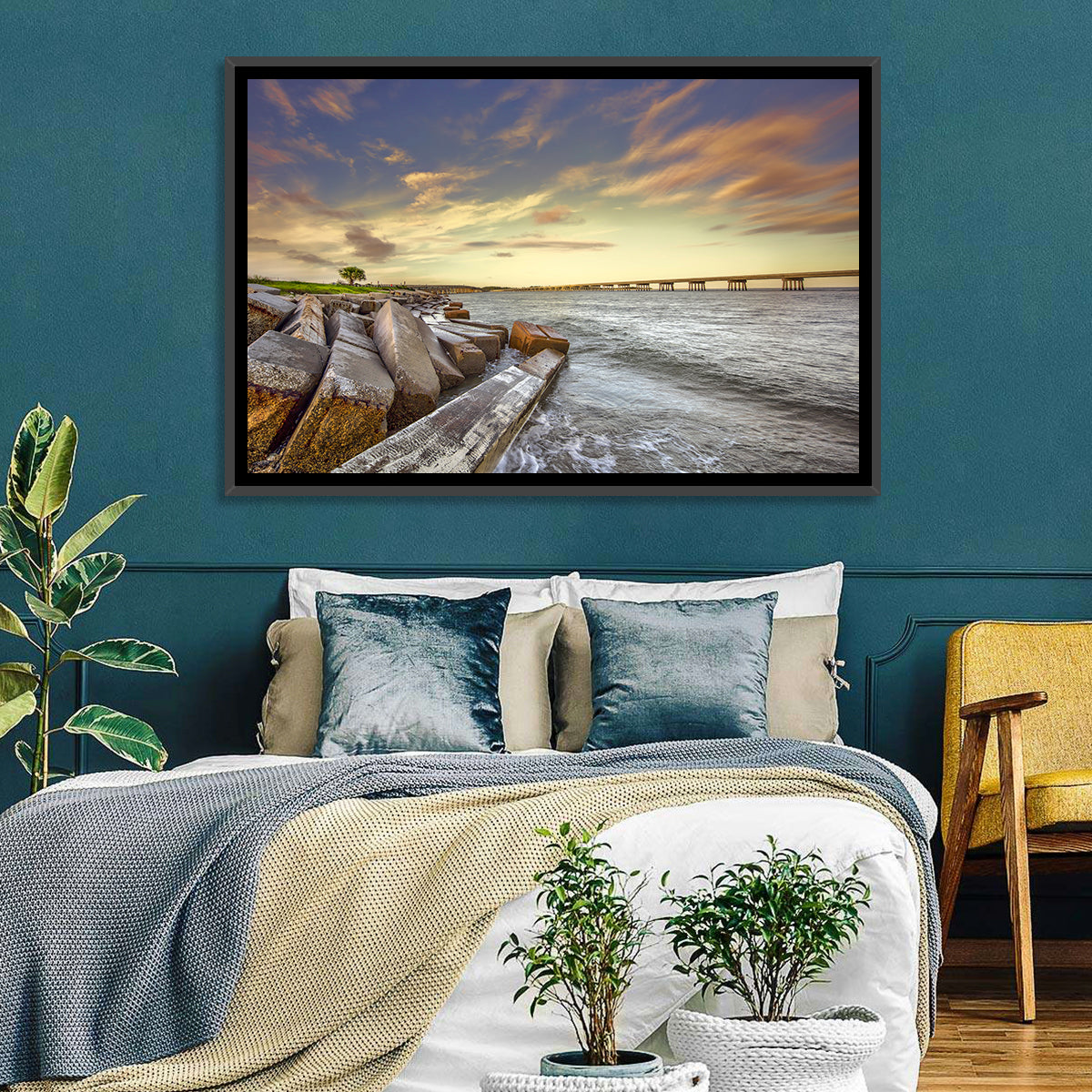 Nassau County Causeway at Sunset Wall Art in a room, landscape