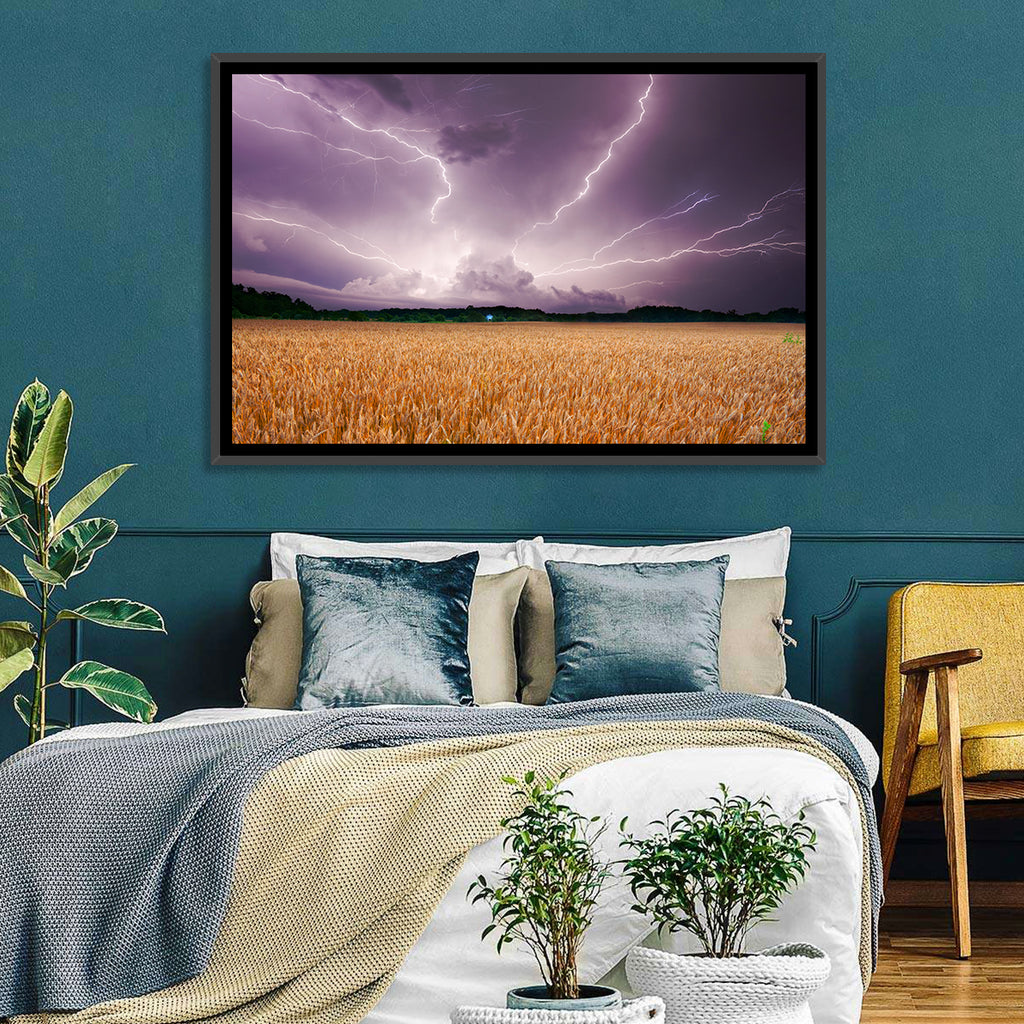 Lightning Over Wheat Field Wall Art