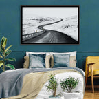 Winding Snow Road with Yellow Markers Wall Art