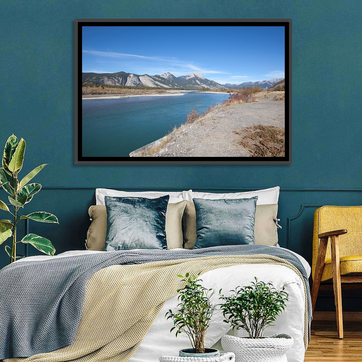 Mount Aeolus Over Athabasca Riverbank Wall Art