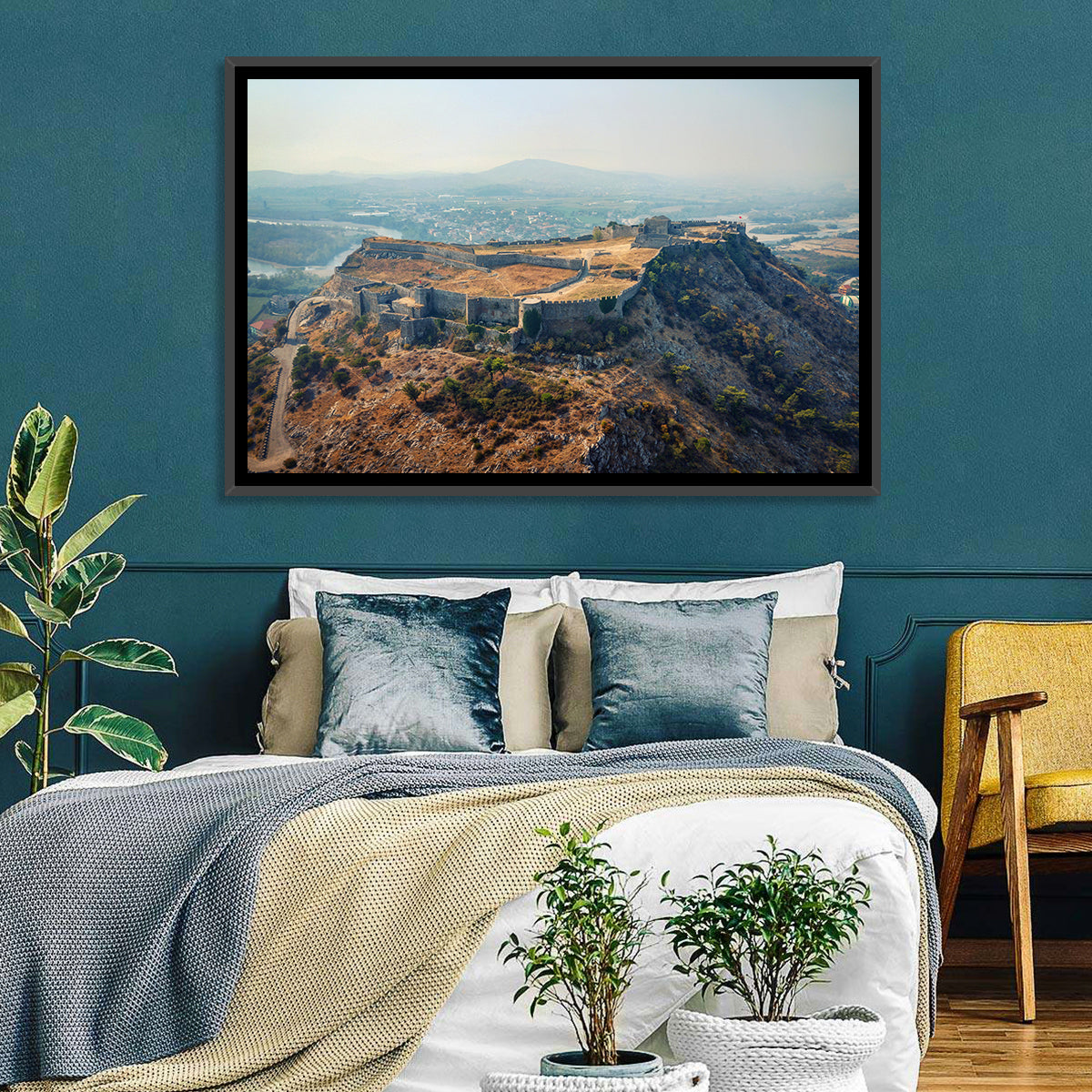 Rozafa Castle Aerial View Wall Art in a room, landscape