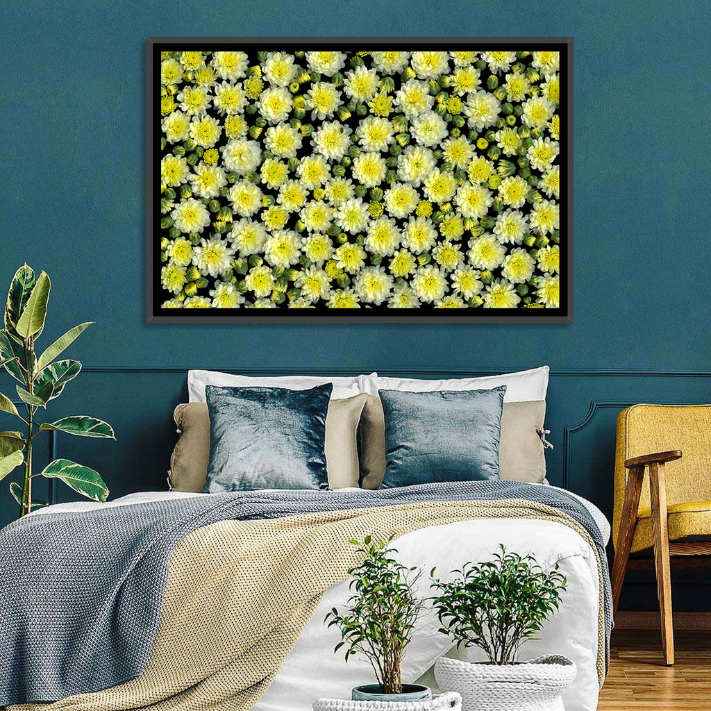 Yellow Chrysanthemum Bloom Pattern Wall Art