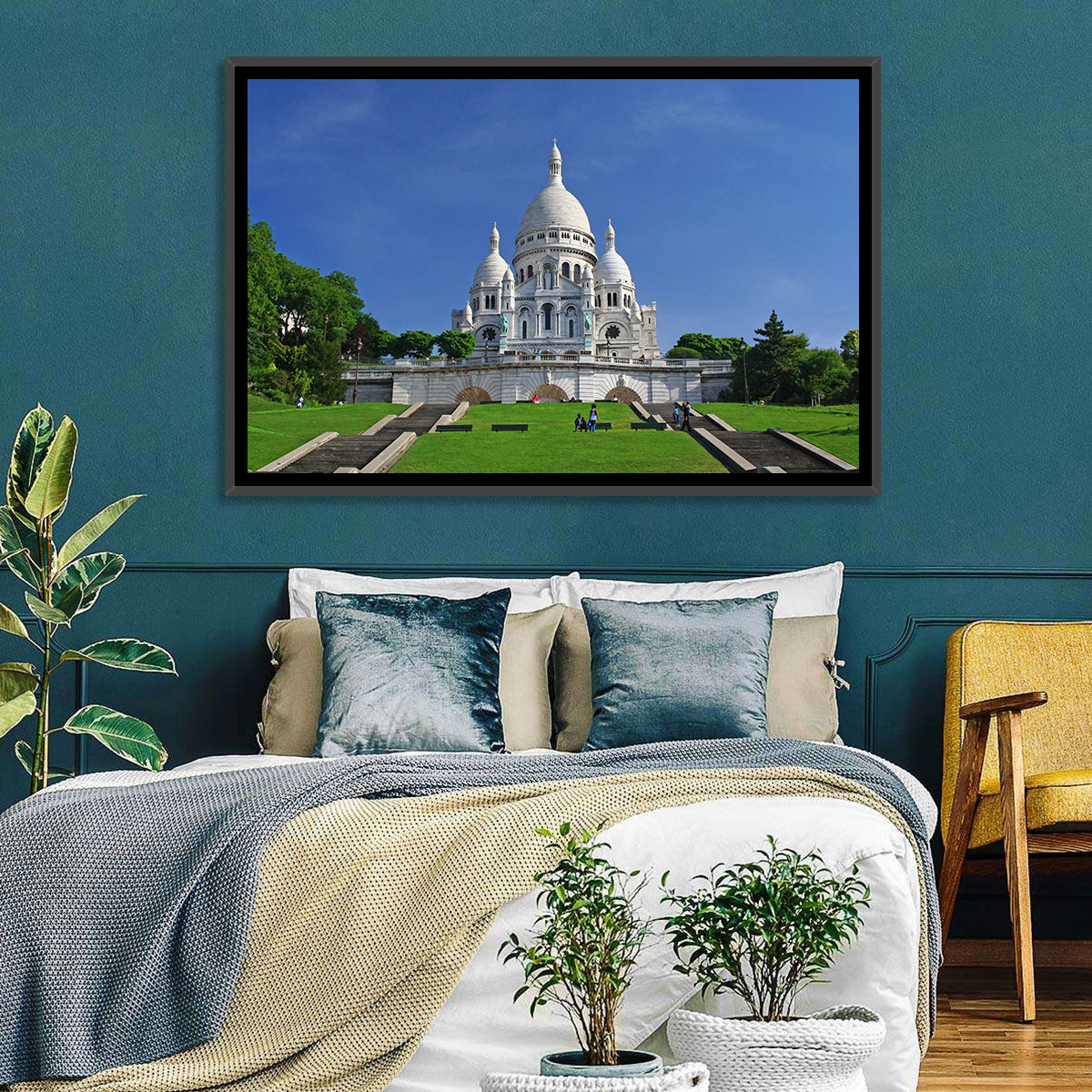 Sacre Coeur Basilica Steps, Paris Wall Art in a room, landscape