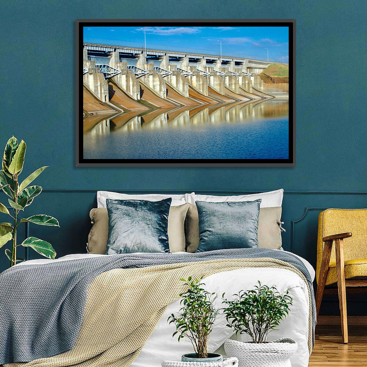 Lavon Dam Spillways Wall Art in a room, landscape
